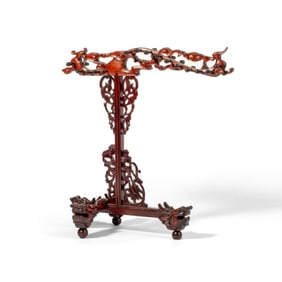 Chinese Rosewood Dragon & Phoenix Brush Stand