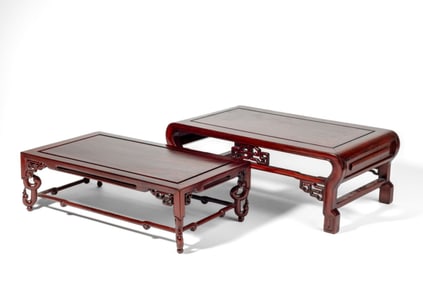 2 Vintage Chinese Carved Rosewood Kang Tables