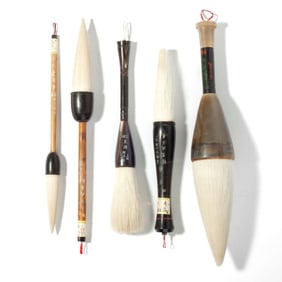 5 Chinese Goat Fur & Ox Horn Painting Brushes