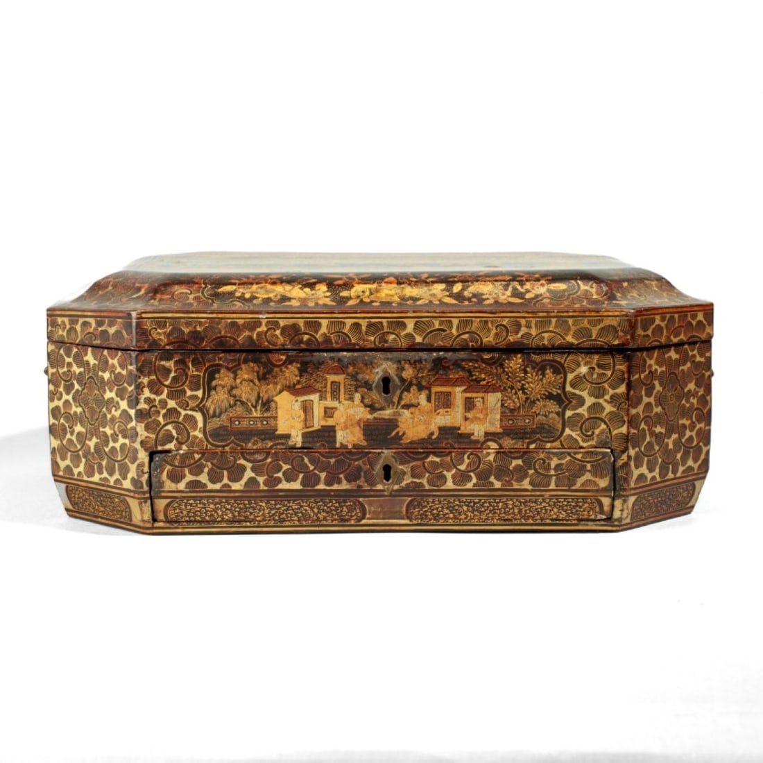 19th Century Chinese Gilt & Black Lacquer Box (1 of 8)