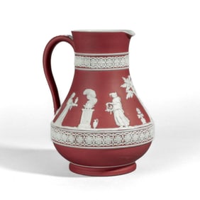 Wedgwood Crimson Jasper Dip Pitcher 8"