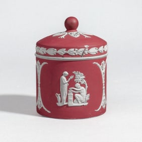 Wedgwood Crimson Jasper Tobacco / Lidded Jar