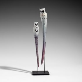 William Morris "Owl Pins" Blown Glass Sculpture