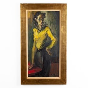 Arnold Hoffmann Portrait of Woman in Yellow Oil
