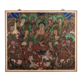 Large Joseon Dynasty Korean Buddhist Painting of Amitabha