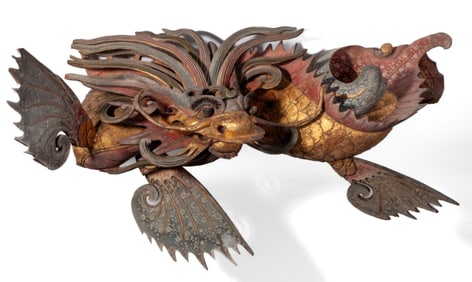 Chinese Chiwen Fish Dragon Lintel Architectural Element / Bracket