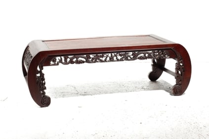 Chinese Rosewood Dragon & Pearl Kang Low Table