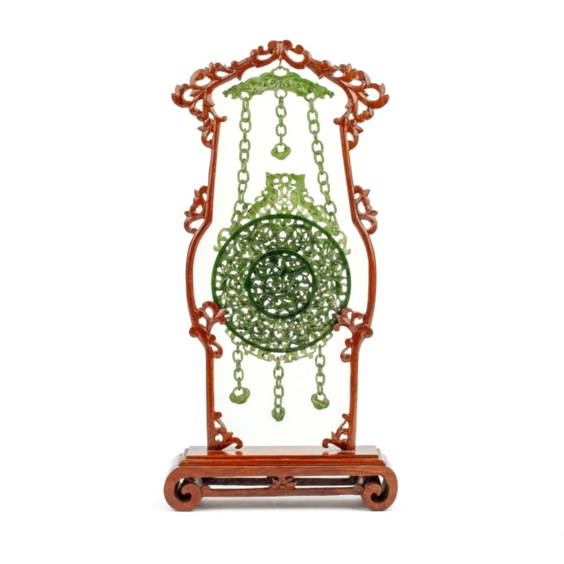 Chinese Archaic Hanging Jade Bi Disc on Stand (1 of 6)