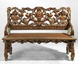 Maison Forest Paris Carved Parcel Gilt Bench