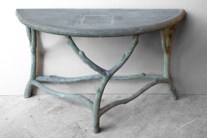 Faux Bois Concrete Demi Lune Console Table