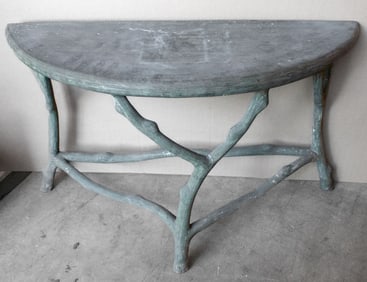 Faux Bois Concrete Demi Lune Console Table