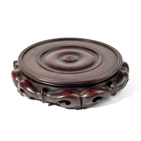 Antique Chinese Carved Rosewood Stand 7.25"