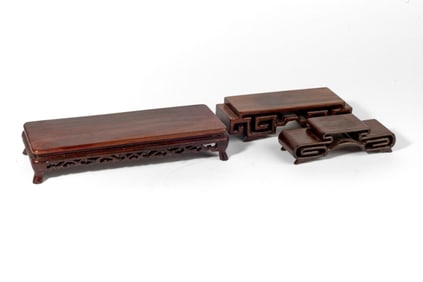 3 Antique Chinese Carved Rosewood Stands
