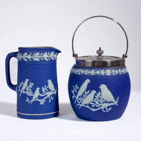 Wedgwood Jasper Caperns Biscuit Barrel & Pitcher