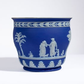 Wedgwood Blue Jasperware Jardiniere Pot