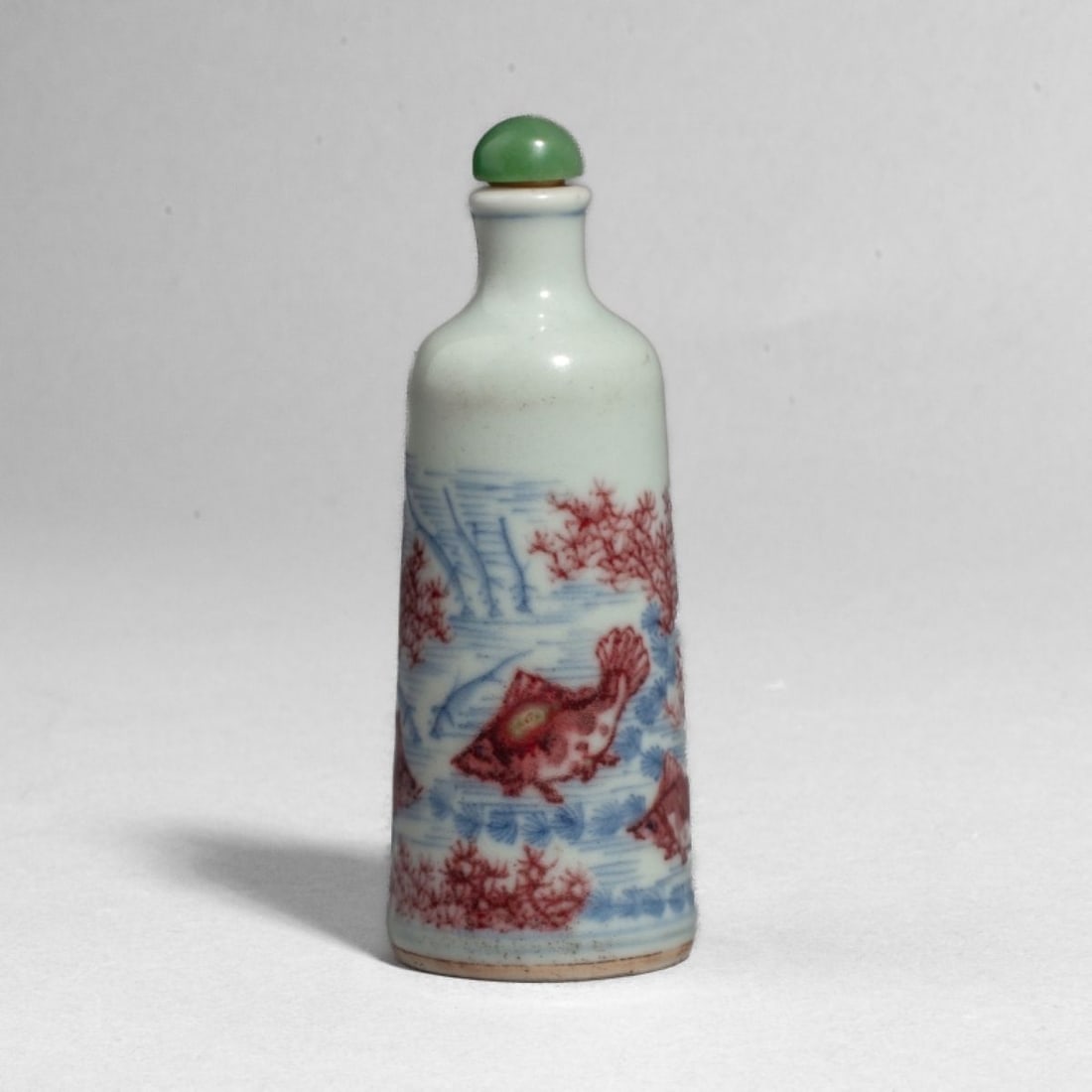 Chinese Copper Red & Blue Carp Snuff Bottle (1 of 6)