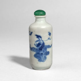 Chinese Kangxi Blue & White Porcelain Snuff Bottle