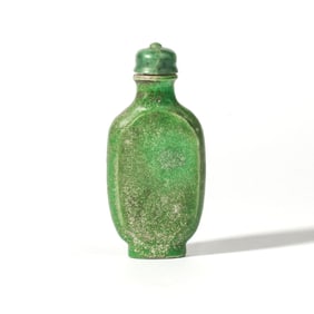 Chinese Green Jade Glazed Porcelain Snuff Bottle
