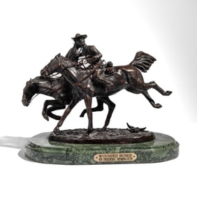 Frederic Remington "Wounded Bunkie" Bronze