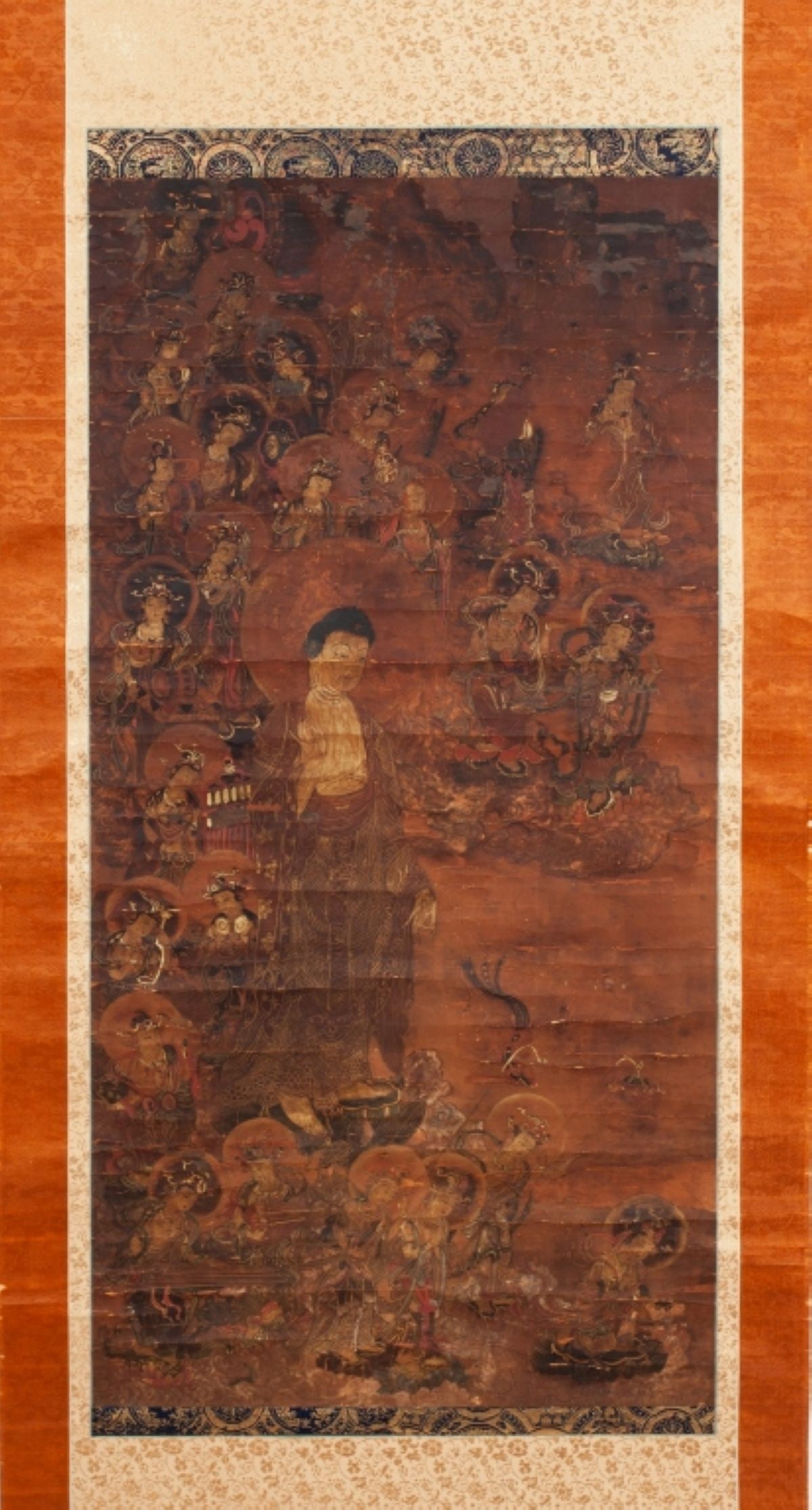 Japanese Buddhist Descent of Amida Scroll Painting (1 of 9)