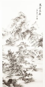Chinese Landscape Ink on Paper Scroll Painting