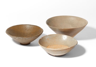 Group of 3 Korean Stoneware Bowls