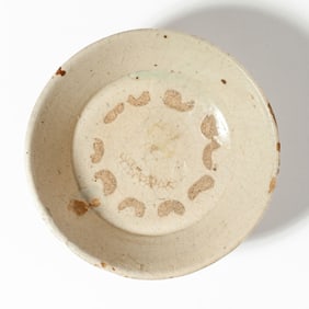 Antique Korean White Crackle Glaze Stoneware Bowl
