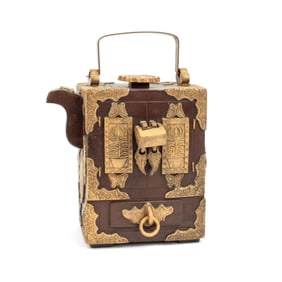 Chinese Yixing Clay Tansu Cabinet Form Teapot