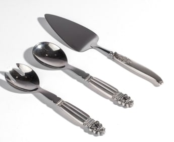 Georg Jensen ACORN Sterling Salad Set / Mylius