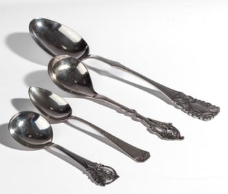 Antique 830 / 800 / Plate Silver Serving Spoons