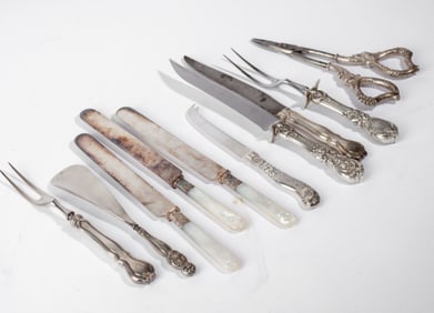 Sterling Handle Serving Pieces / Grape Shears