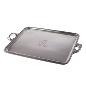 Large Russian Silver Tray by Faberge Workmaster Stephen Wakeva 1896