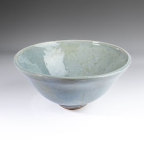 Large Japanese Blue Crackle Glaze Porcelain Bowl