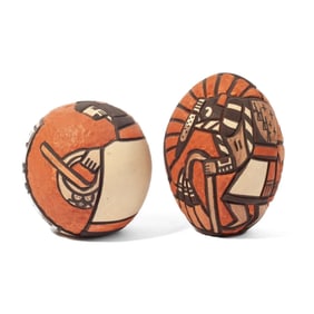 2 Carla Nampeyo Hopi Pottery Eggs