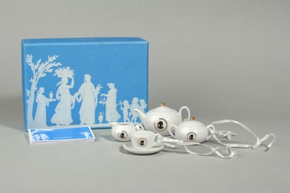 Wedgwood Cameo Miniature Tea Set w/ Box
