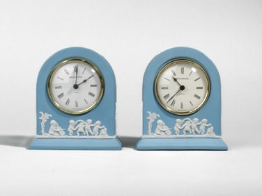 Pair Wedgwood Jasperware Clocks