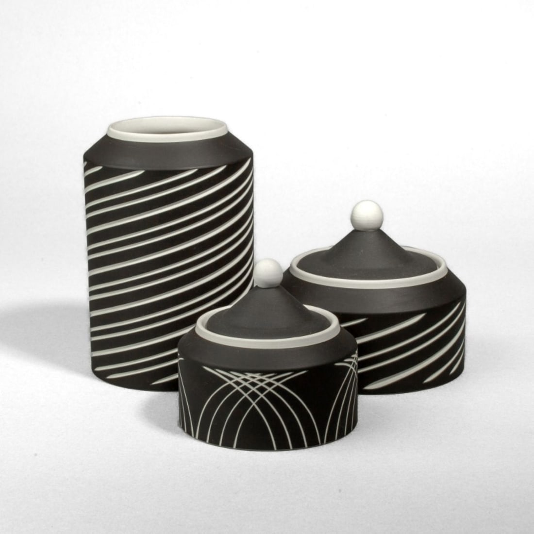 Wedgwood Black Jasper SYMMETRY Vase & Jars (1 of 4)