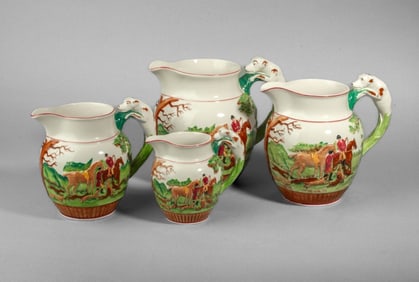 Wedgwood Dog Handle Hunting Pitchers