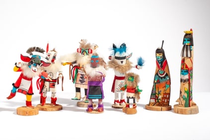 8 Native American Hopi Dancer Kachina Dolls