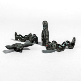 4 Russell Shack Black Marble Zuni Fetishes