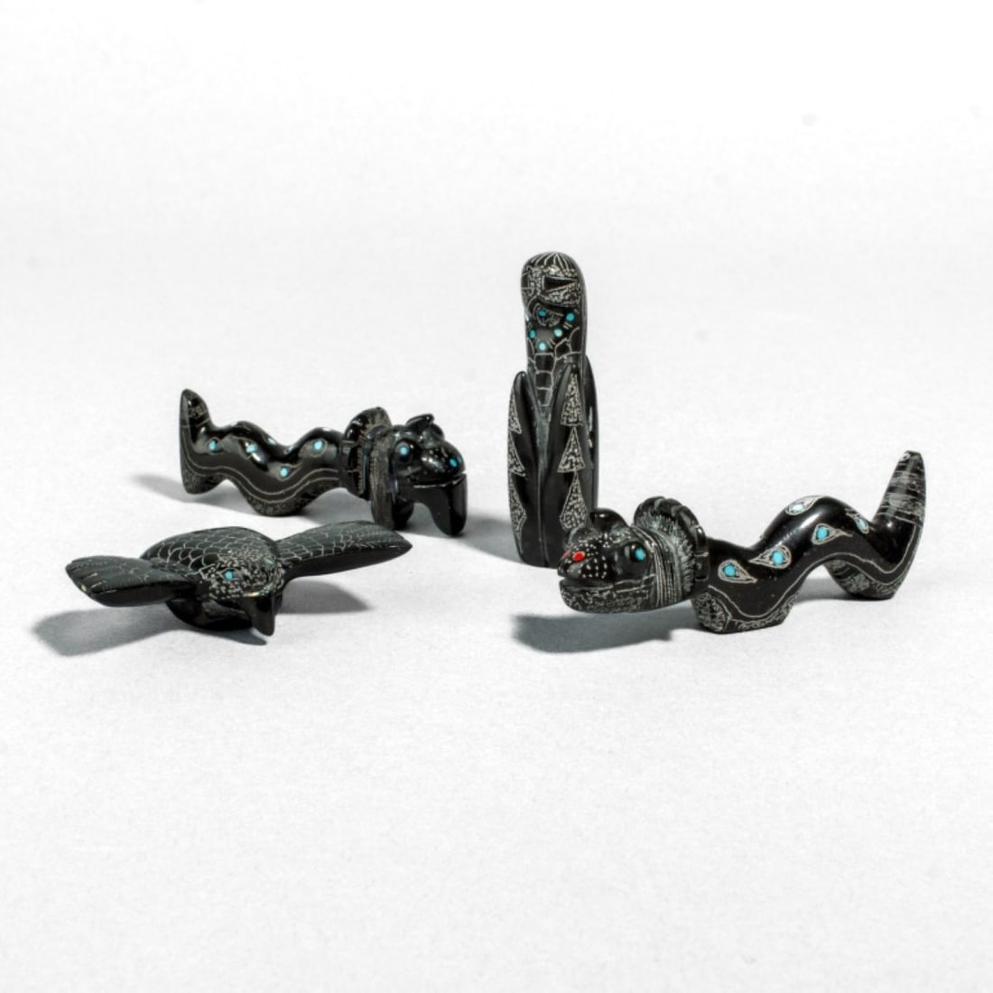 4 Russell Shack Black Marble Zuni Fetishes (1 of 6)