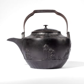 Large Wedgwood Black Basalt Tea Kettle