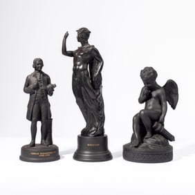 3 Wedgwood Black Basalt Figures / Mercury
