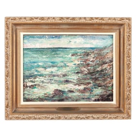 Annie Rogers Minor "Seascape" Oil on Board