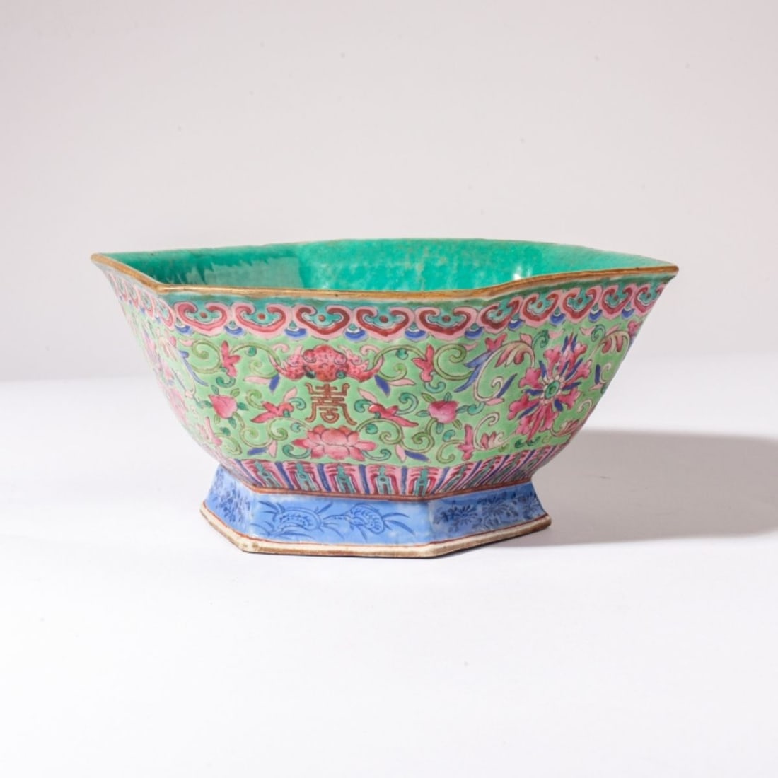 Chinese Tongzhi Mark Hexagonal Enameled Bowl (1 of 8)