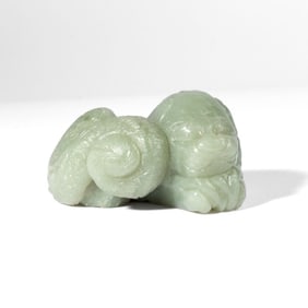 Chinese Carved Celadon Jade Lion