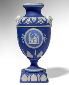 Adams Tunstall Blue Jasperware Urn
