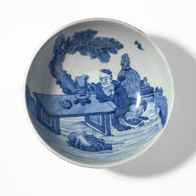 Chinese Blue & White Porcelain "Scholar" Bowl
