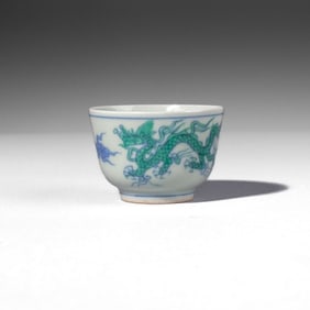 Chinese Doucai Enameled Chenghua Mark Tea Cup