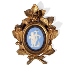 Wedgwood Jasper Cherub Plaque in Giltwood Frame